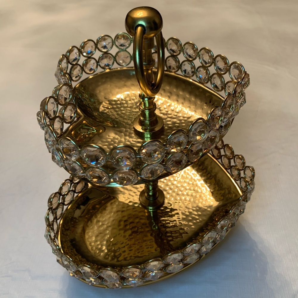 Gold 2 Tier mini heart shaped tray